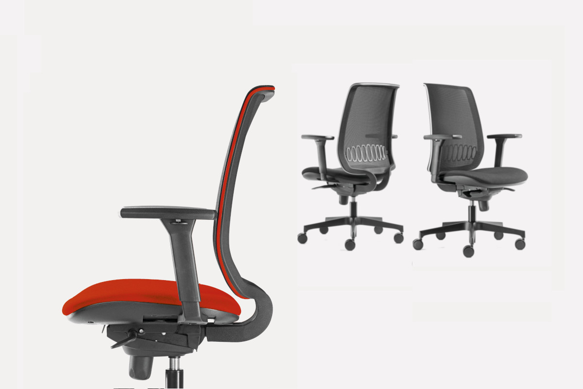 Aida, kit for ergonomic task chair with mesh back by SbS srl